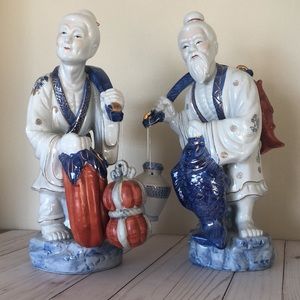 2 - Piece Porcelain Man and Woman Chinese Figurines 14” tall.